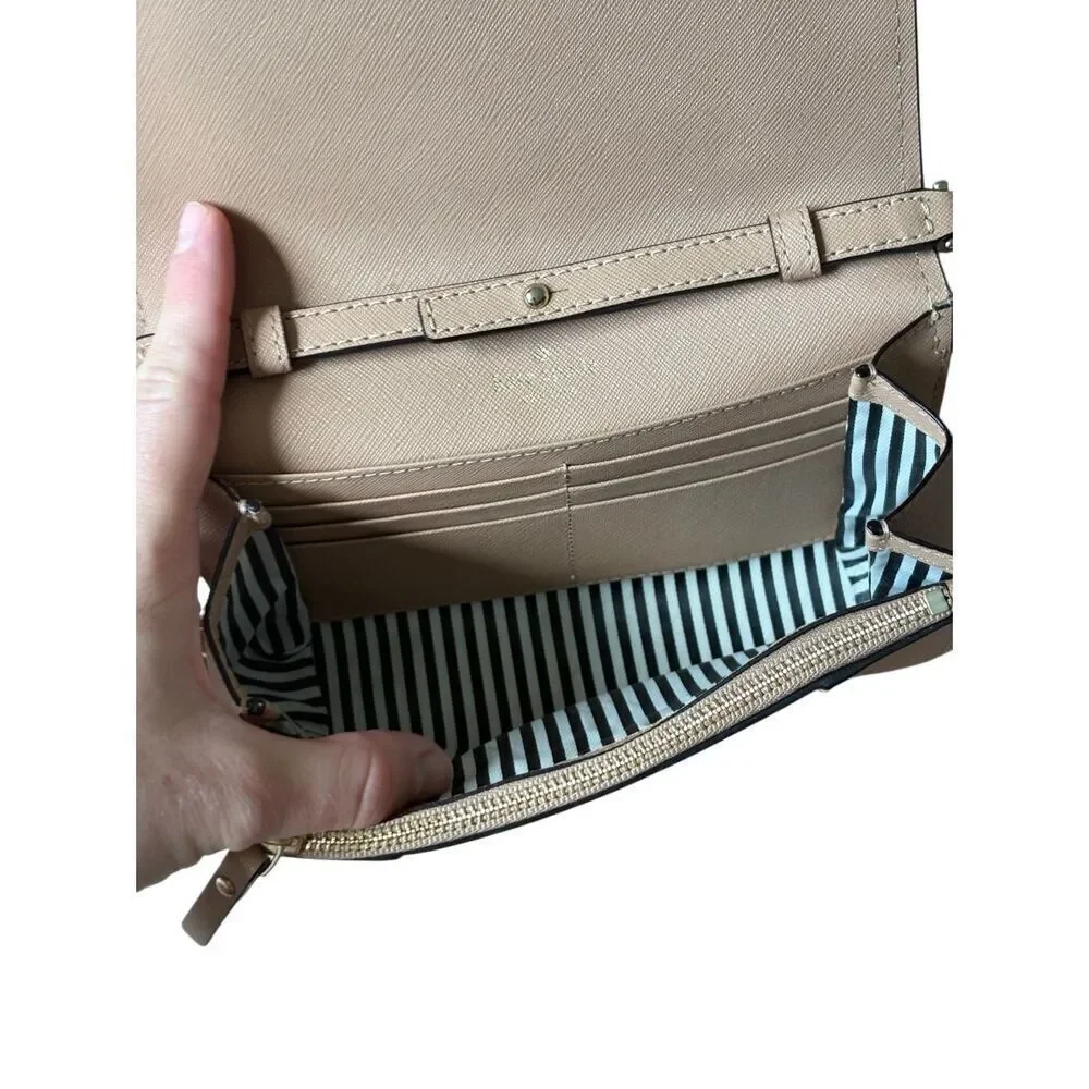 Kate Spade Saffiano Leather Crossbody‎ Purse Bag Tan Chain